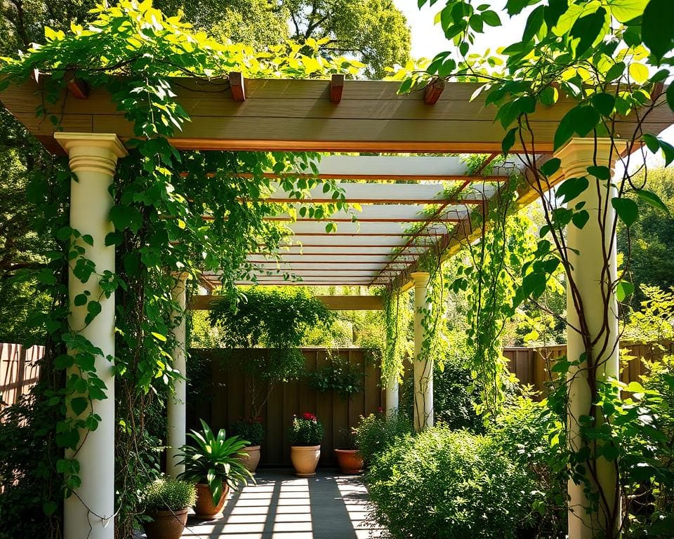 Pergola mit integriertem Rankgitter: Natürlicher Schatten