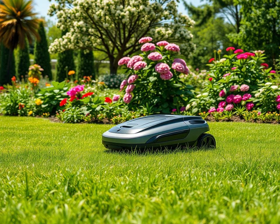 Rasenroboter bei der Gartenpflege